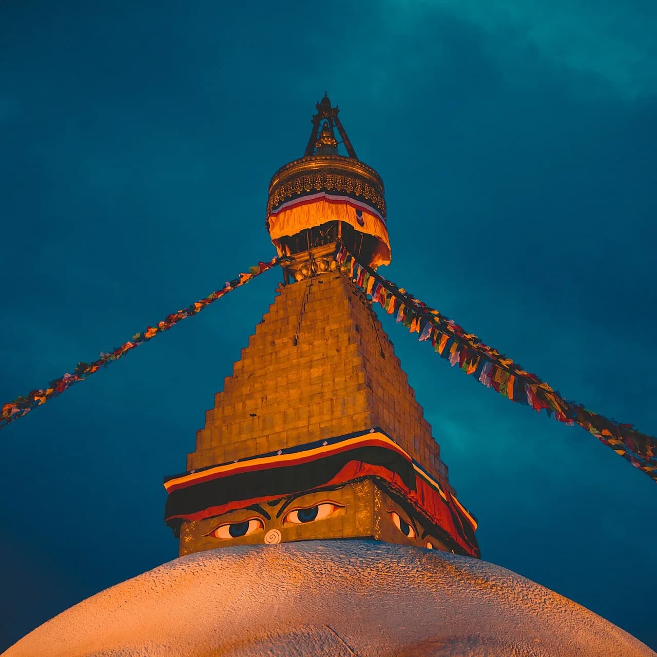Boudhanath illuminated after dark
