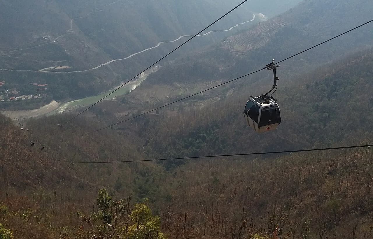 Cable cars above the hills at Manakamana