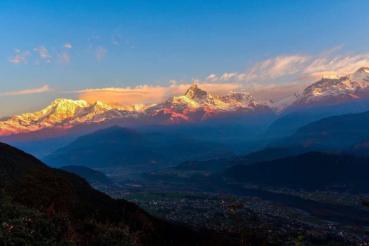 The mountain range in morning light from Sarangkot
